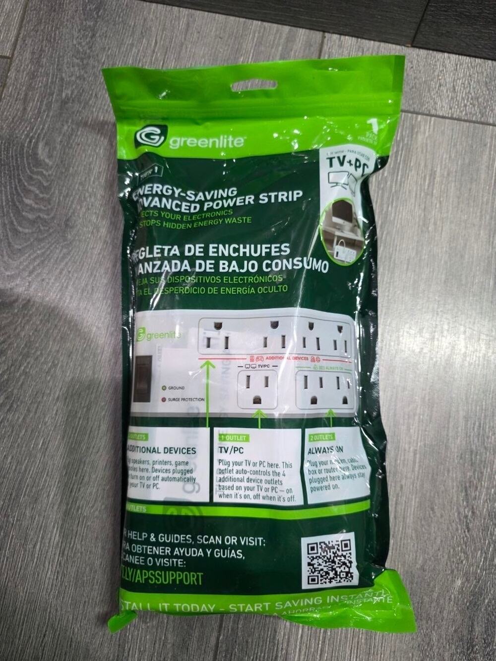 Greenlite 5 Outlet Advanced Power Strip Tier 1 Wall Mount Smart Surge Protector